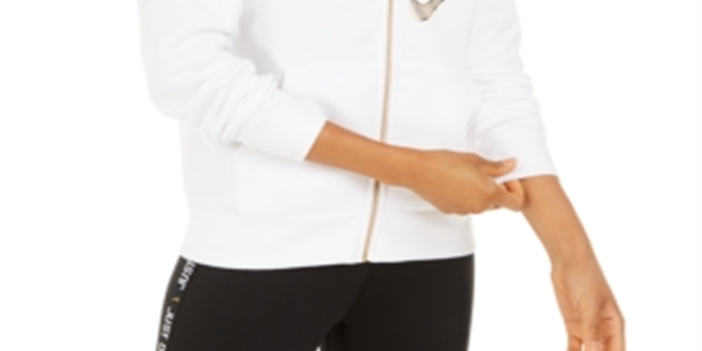 Nike Women's Sportswear Shine Metallic Logo Zip up Hoodie White Size Small