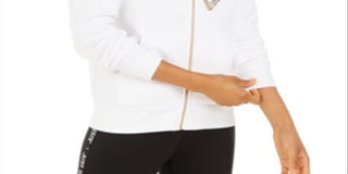 Nike Women's Sportswear Shine Metallic Logo Zip up Hoodie White Size Small