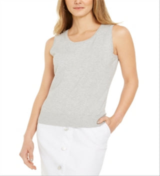 Charter Club Women's Sleeveless Crew Neck Sweater Gray Size X-Large