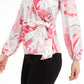 Alfani Women's Floral Print Surplice Top Pink Size -S