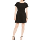 Pappagallo Women's  Faux-Suede Scalloped Dress Black Size 16