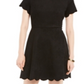 Pappagallo Women's  Faux-Suede Scalloped Dress Black Size 16