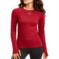 Ideology Women's Long Sleeve Jewel Neck Top Red Size Large