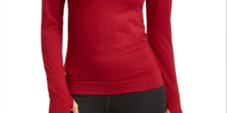 Ideology Women's Long Sleeve Jewel Neck Top Red Size Large