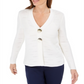 JM Collection Women's Statement Button Cardigan Winter White Size 2