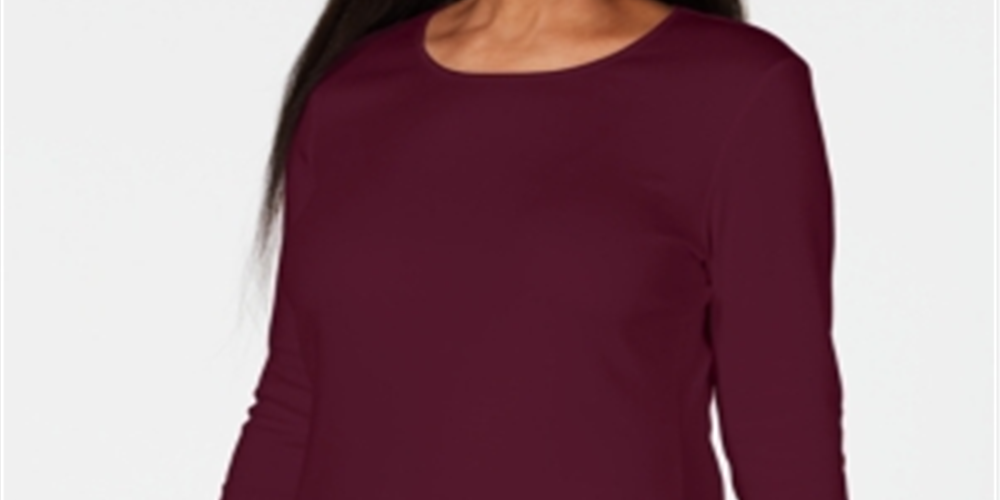 Karen Scott Women's Satin Trim Scoop Neck Top Red Size XX-Large