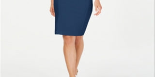 Calvin Klein Women's Sleeveless Below the Knee Sheath Dress Blue Size 8 Petite