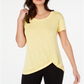 Ideology Women's Knot Front T-Shirt Yellow Size XL