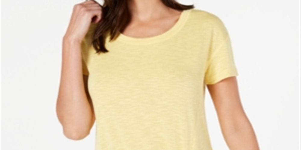 Ideology Women's Knot Front T-Shirt Yellow Size XL