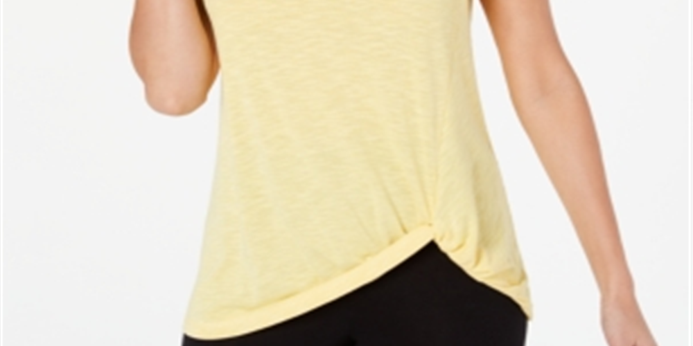 Ideology Women's Knot Front T-Shirt Yellow Size XL