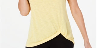 Ideology Women's Knot Front T-Shirt Yellow Size XL