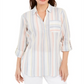 Charter Club Women's Vertical Stripe Popover Top White Size Small