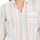 Charter Club Women's Vertical Stripe Popover Top White Size Small