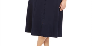 Calvin Klein Women's Plus Button Trim a Line Dress Blue Size 16 W