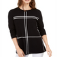 Alfani Women's Printed Long Sleeve Crew Neck Top Black Size Petite Small