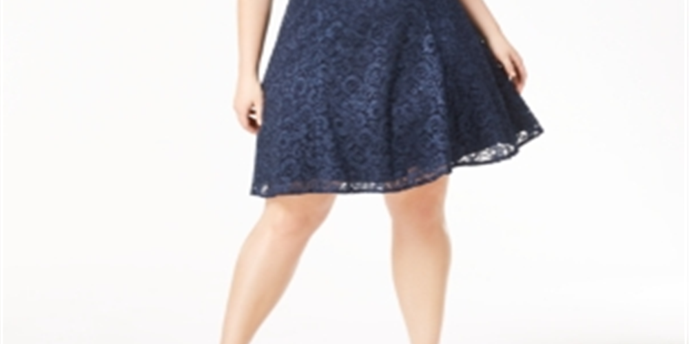 Morgan & Company Women's Trendy Plus Lace Fit & Flare Dress Blue Size 22W