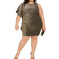 Vince Camuto Women’s Plus Metallic Asymmetrical Bodycon Dress Gold Size 22W