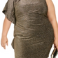 Vince Camuto Women’s Plus Metallic Asymmetrical Bodycon Dress Gold Size 22W