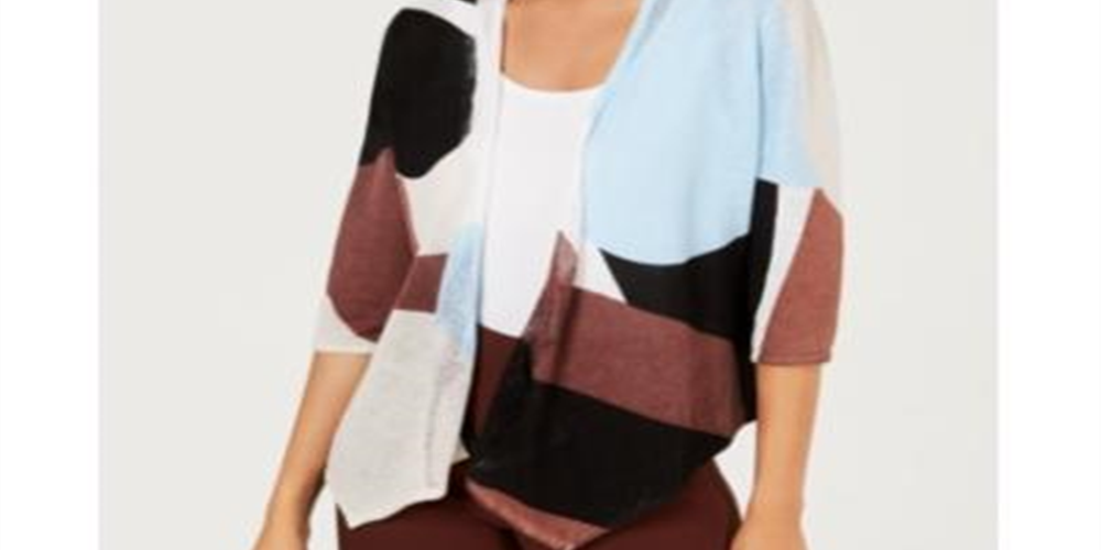 Alfani Women's Colorblock Layering Cardigan Sweater Blue Size Small