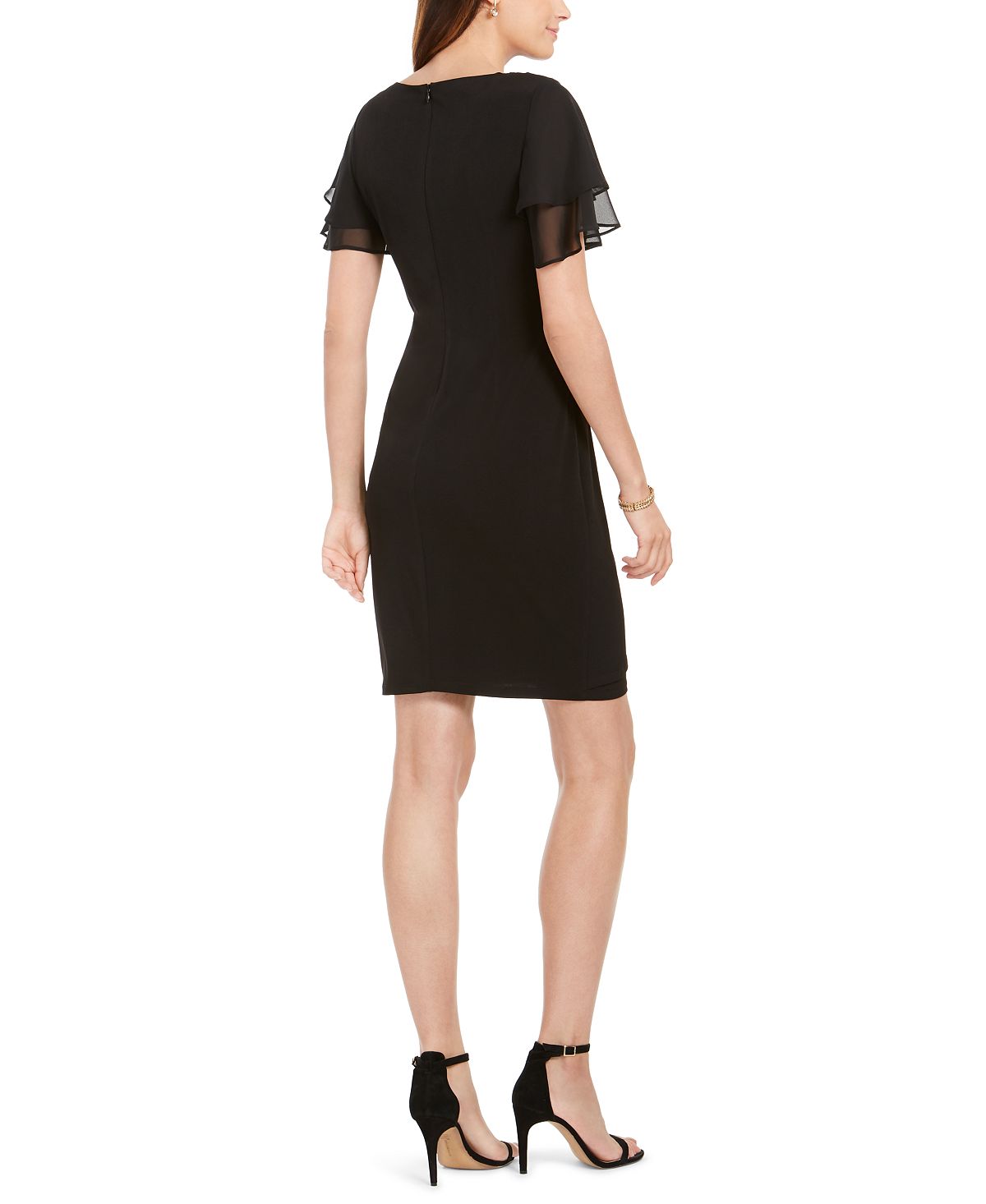 Jessica Howard Women's Flutter Sleeve Dress Black Size 6 Petite