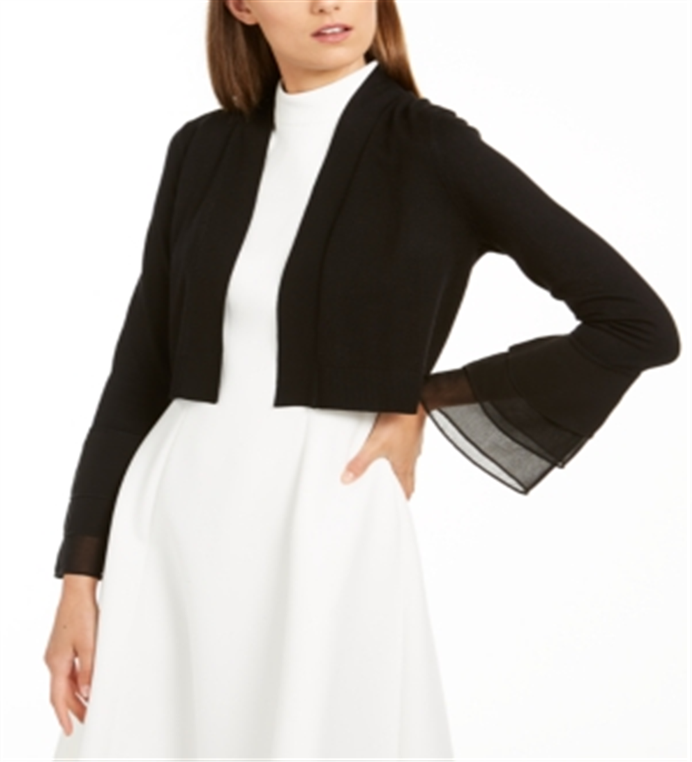 Calvin Klein Women's Cardigan Crop Cardigan Sweater Black Size Large