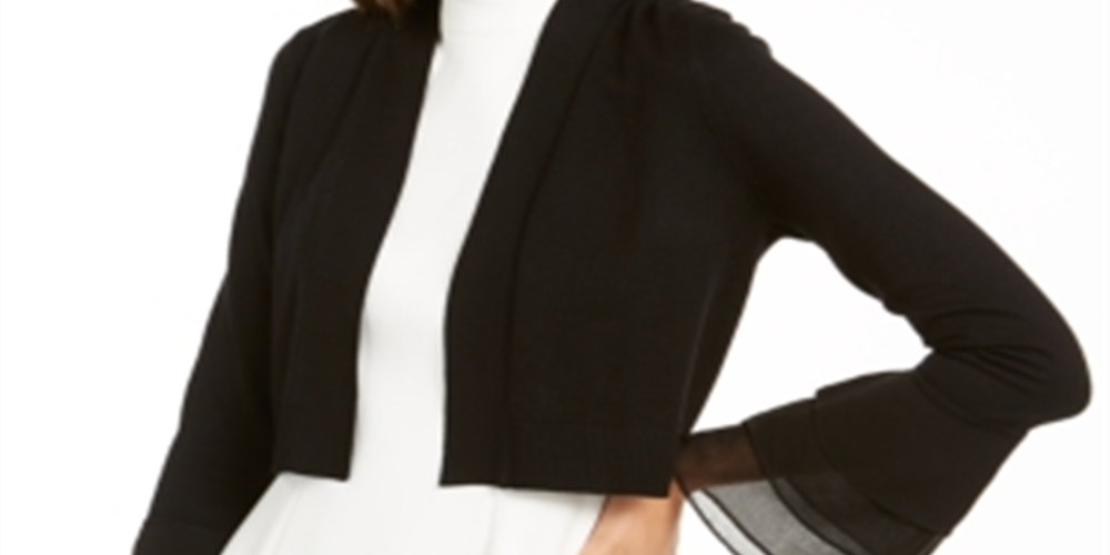 Calvin Klein Women's Cardigan Crop Cardigan Sweater Black Size Large