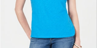 Charter Club Women's Turquoise Short Sleeve V Neck T-Shirt Top Blue Size XX-Large
