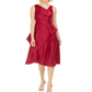 Adrianna Papell Women's Solid Sleeveless V Neck Knee Length Fit Flare Formal Dress Red Size 10
