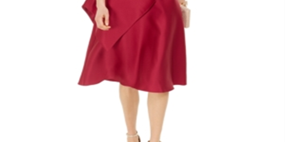 Adrianna Papell Women's Solid Sleeveless V Neck Knee Length Fit Flare Formal Dress Red Size 10