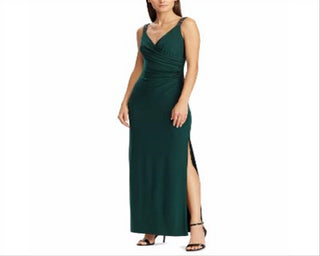 Ralph Lauren Women's Beaded Strap Jersey Gown Green Size 12