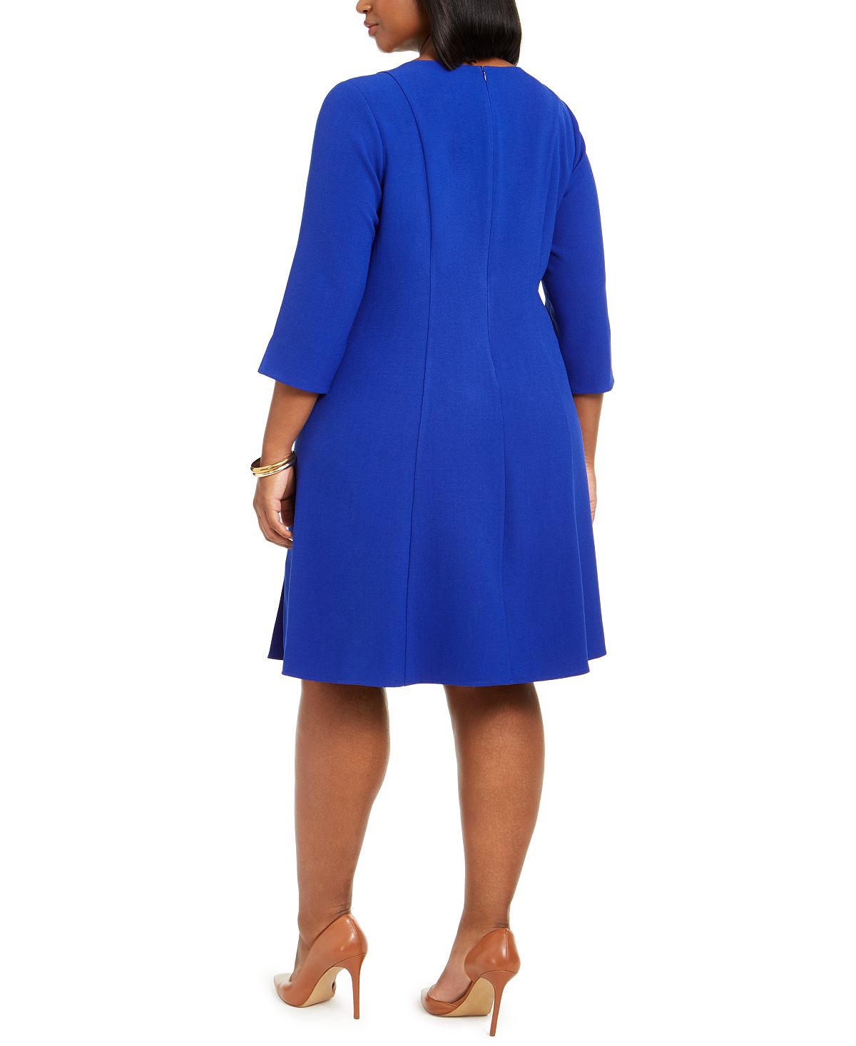 Jessica Howard Women's Plus Pleated a Line Dress Blue Size 14W