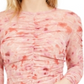 Bar III Women's Sheer Floral Long Sleeve Jewel Neck Top Pink Size X-Large