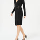 INC International Concepts Women's Wrap Sweater Dress Black Size Large