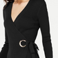 INC International Concepts Women's Wrap Sweater Dress Black Size Large