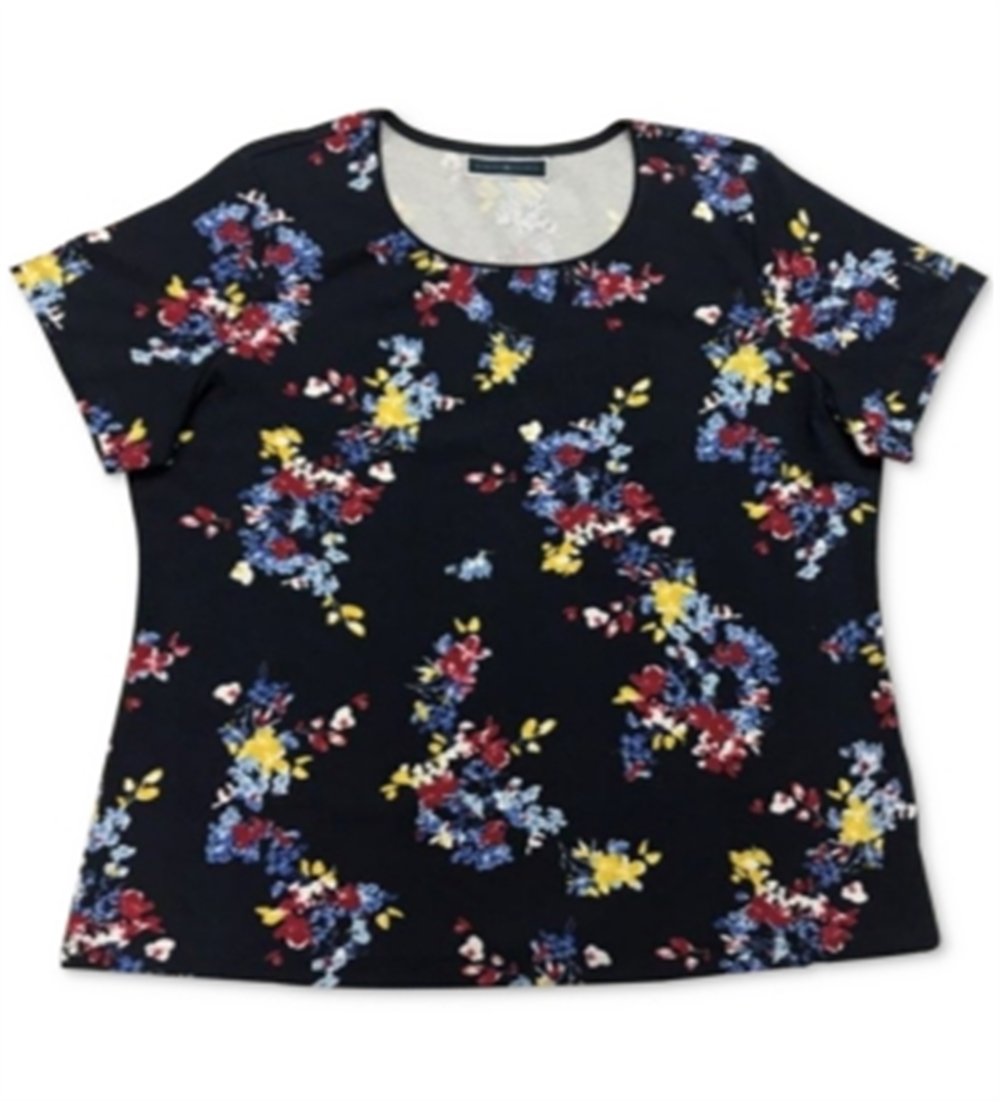 Karen Scott Women's Printed Scoop Neck Top Blue Size Medium