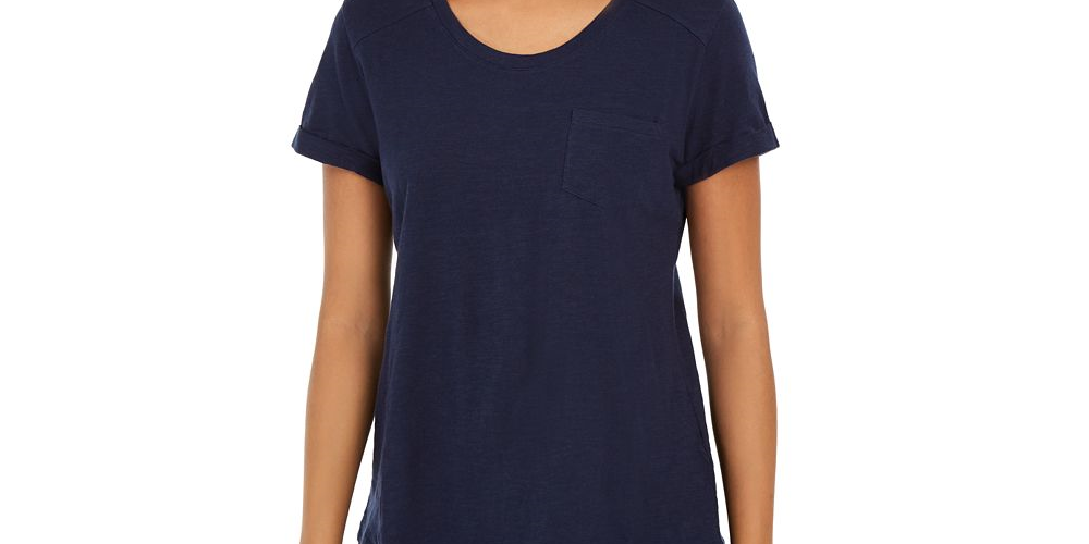 Style & Co Women's Cotton Crew Neck T-Shirt Navy Size XXL