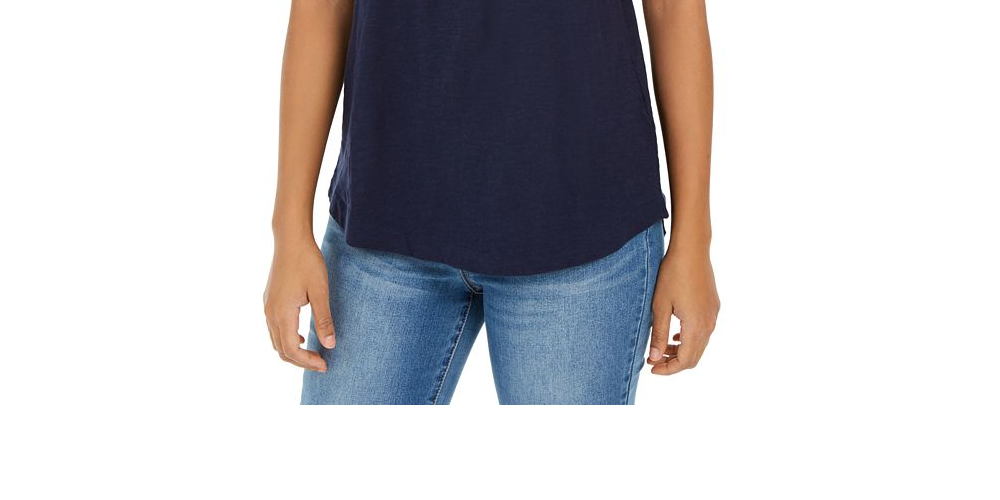 Style & Co Women's Cotton Crew Neck T-Shirt Navy Size XXL