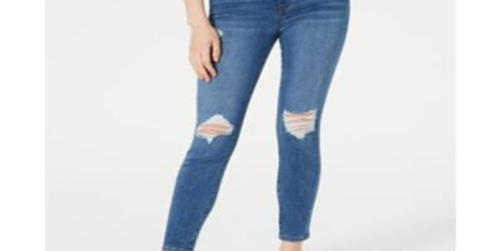 Celebrity Pink Women's Curvy High Rise Destructed Ankle Skinny Jeans Blue Size 9