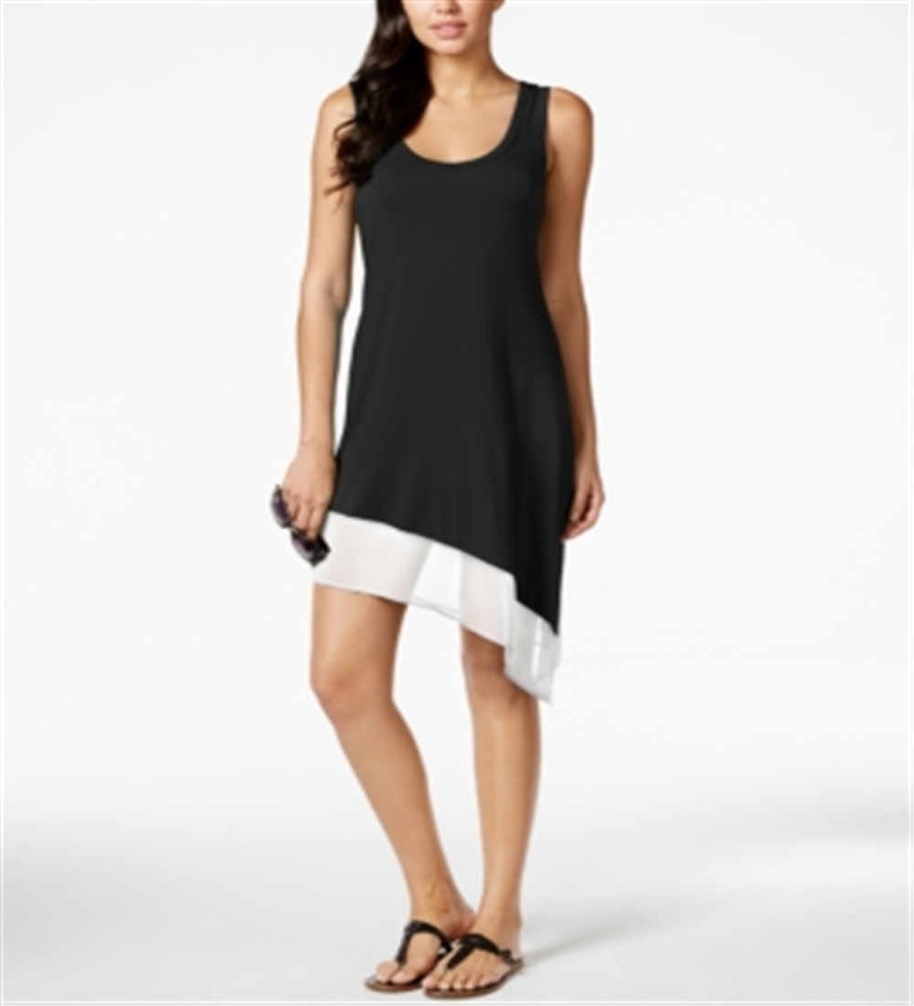 Calvin Klein Women's Asymmetrical Swim Cover up Tank Dress Black Size Small