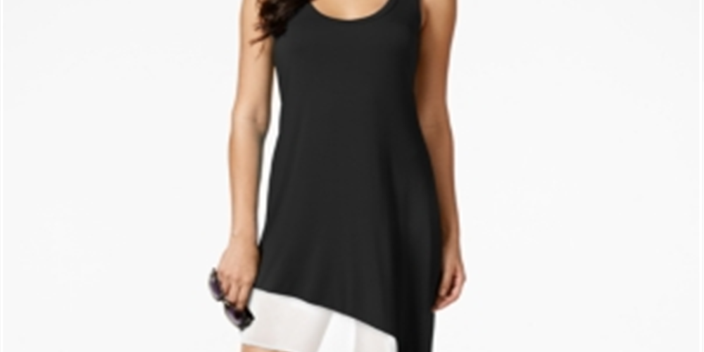 Calvin Klein Women's Asymmetrical Swim Cover up Tank Dress Black Size Small