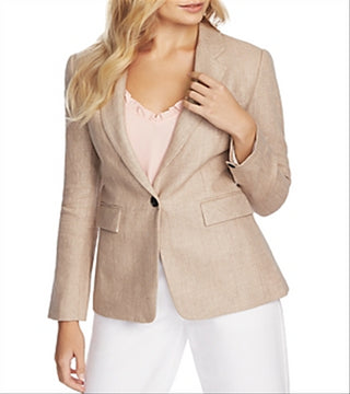 1.STATE Women's One Button Linen Blazer Brown Size 12