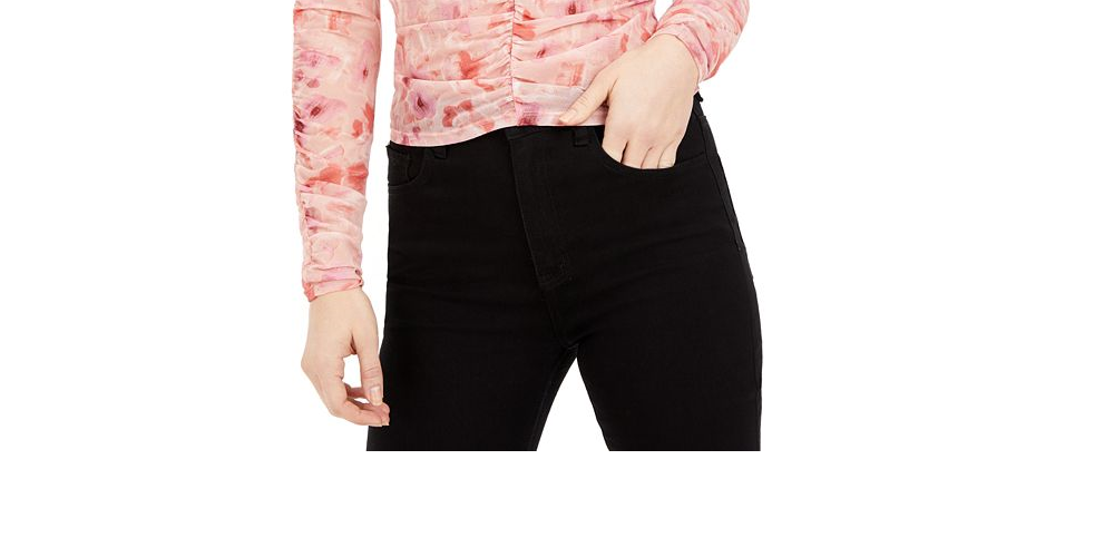 Bar III Women's Floral Print Ruched Top Pink Size 2XL