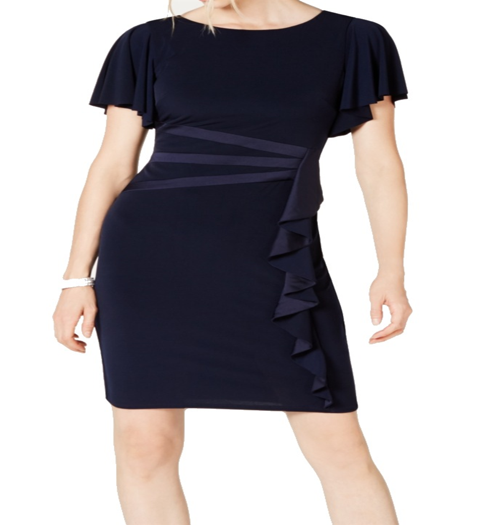 Jessica Howard Women's Sheath Butterfly SleeveDress Navy Size 14