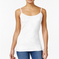 Planet Gold Women's Stretch Adjustable Spaghetti Strap Scoop Neck Tank Top White Size X-Small