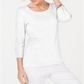 Karen Scott Women's 3/4 Sleeve Cotton Scoop-Neck Top White Size Petite XL