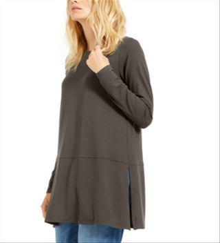 Eileen Fisher Women's Boat Neck Tunic Top Brown Size S/P