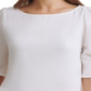 DKNY Women's Imitation Pearl Trim Elbow Sleeve Top White Size Medium