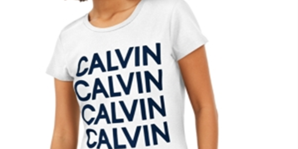 Calvin Klein Women's Flocked Stacked Logo Tee White Size X-Large