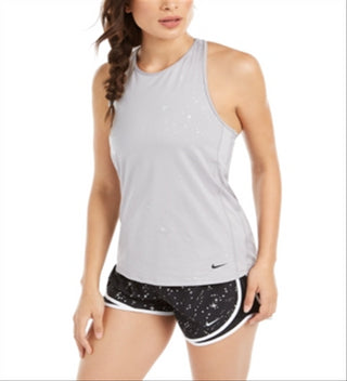 Nike Women's  Pro Starry Night Metallic Tank Top Atmosphere Grey Size XS