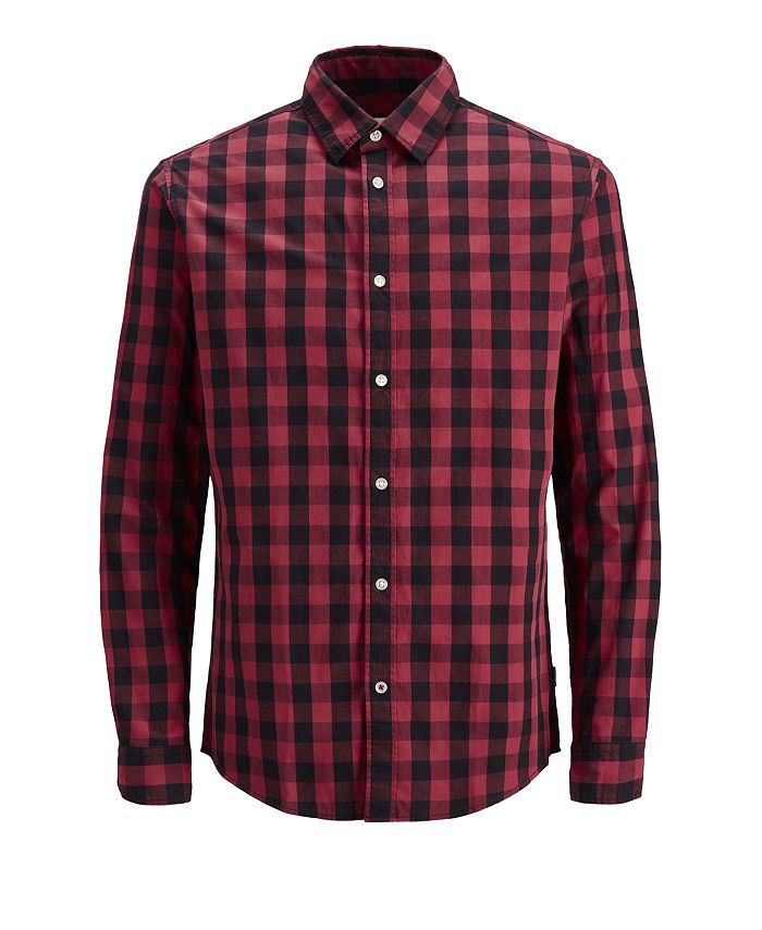 Jack & Jones Men's Essential Gingham Shirt Red Size Medium